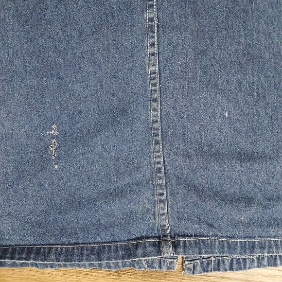 J.L.N.Y Women's 1X Denim Jumper Overall Dress Front Buttons Pockets Embroidered - Picture 6 of 10